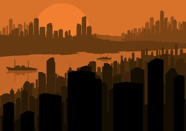 Gratte-ciel illustration de paysage de ville — Image vectorielle