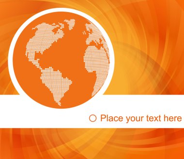 Orange globe concept vector background with map clipart