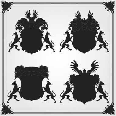 Illustrated vintage lion coat of arms collection clipart