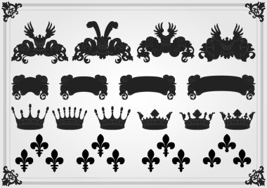 Illustrated vintage lion coat of arms collection clipart