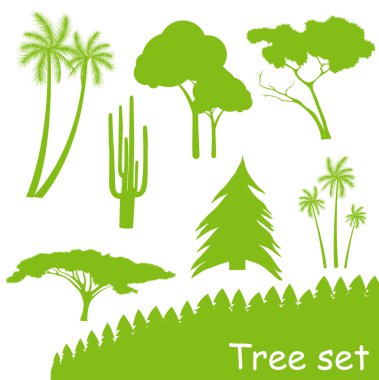 Green ecology tree vector set clipart