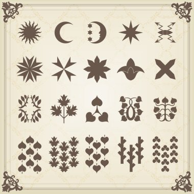 Vintage set of calligraphic elements, frames and borders clipart