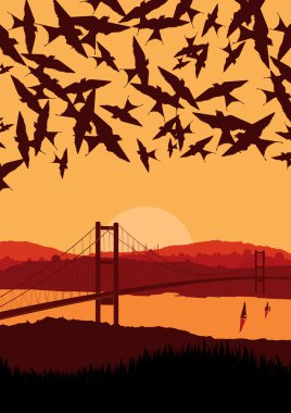 Vintage turkish city Istanbul landscape illustration clipart