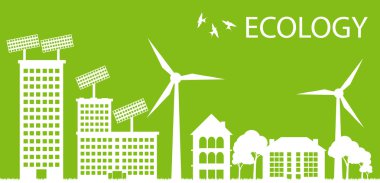 Yeşil Eko şehir ekoloji vektör arka plan kavramı dünyada