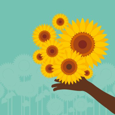 Yellow sunflowers vector clipart