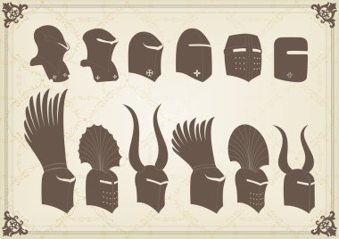 Medieval knight horseman and vintage elements vector background illustratio clipart
