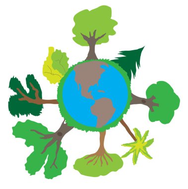 Cute child planet Earth drawing clipart