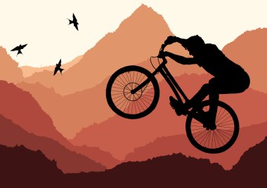 şirin profesyonel duruşma dağ bisikleti illüstrasyon