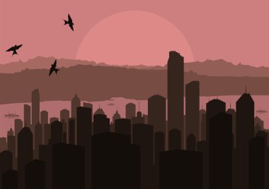 Skyscraper city background vector clipart