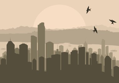 Skyscraper city vector background clipart