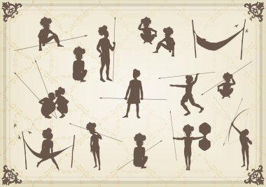 Primitive figures looks like cave painting - primitive art - vector clipart