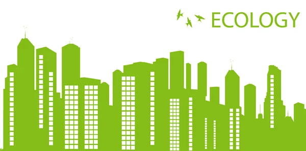 Groene eco stad ecologie vector achtergrond — Stockvector