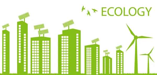 Yeşil Eko şehir ekoloji vektör arka plan — Stok Vektör