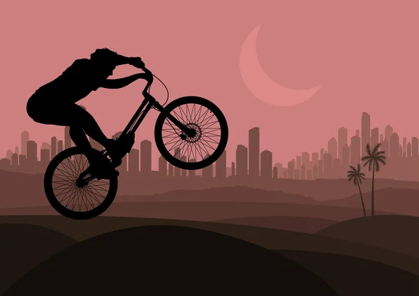 Profesyonel duruşma dağ bisikleti rider vektör arka plan — Stok Vektör