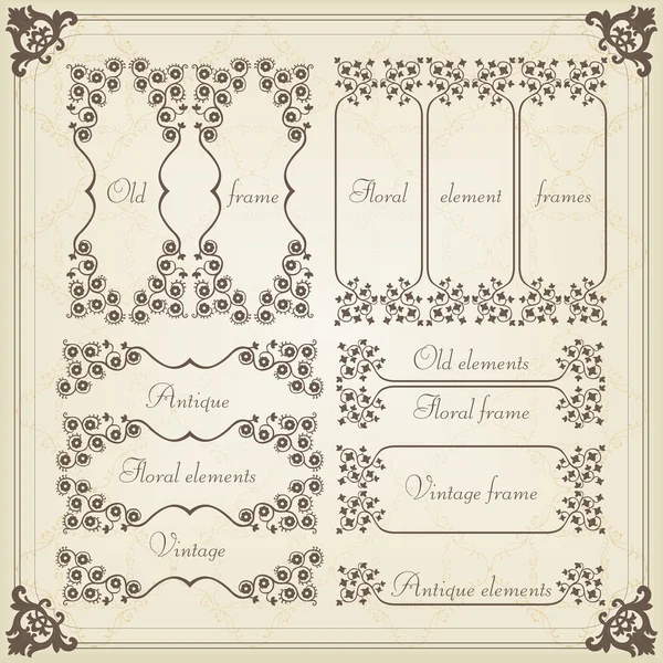Vintage set of calligraphic elements, frames and borders — Stock Vector