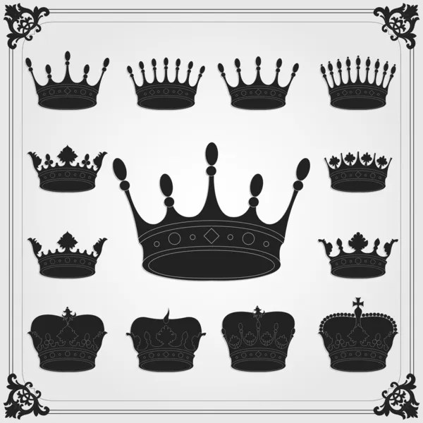 Heraldic silhouettes set of many vintage elements vector background — Stock Vector