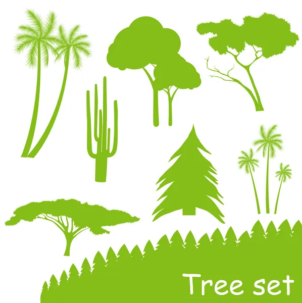 Conjunto de vetor de árvore ecologia verde — Vetor de Stock