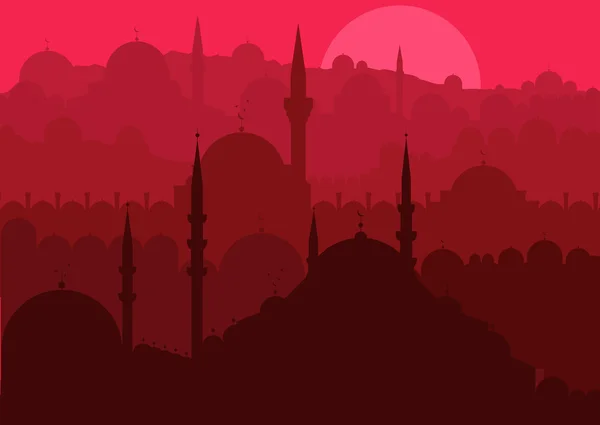 Винтажный турецкий город Стамбул — стоковый вектор