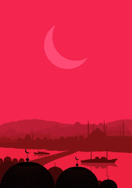 Vintage ciudad turca Estambul paisaje ilustración — Archivo Imágenes Vectoriales