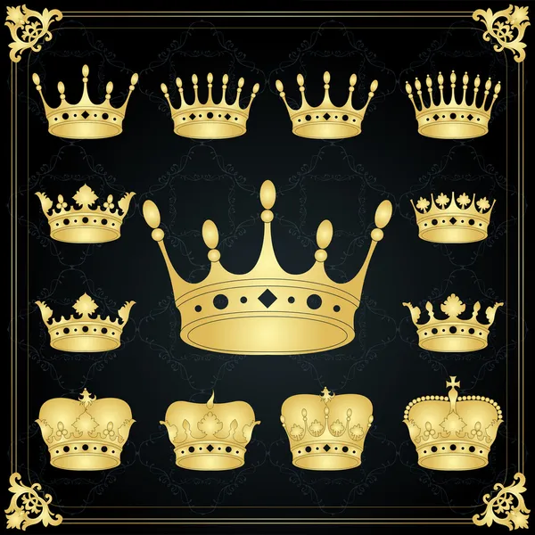 Vintage arany királyi címer elemei illusztráció — Stock Vector