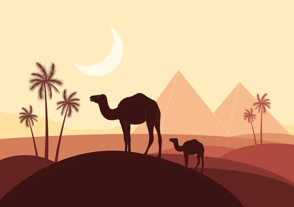 Animiertes Dromedar-Kamel in wildem Afrika-Laub — Stockvektor