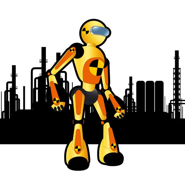 Desenho animado do plano do robô da ciência do físico nuclear ilustração — Vetor de Stock