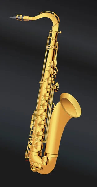 Ilustrasi saksofon emas - Stok Vektor