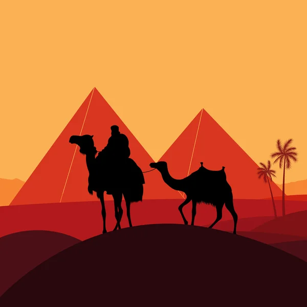 Animiertes Dromedar-Kamel in wildem Afrika-Laub — Stockvektor