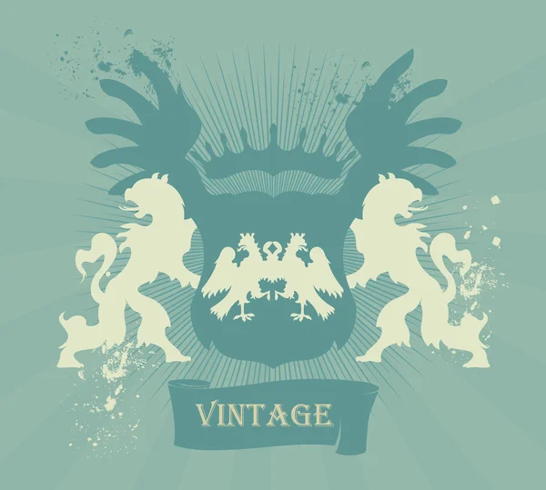 Brasão de armas vintage vetor de fundo com águia no escudo — Vetor de Stock