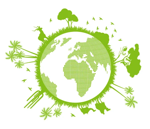 緑ときれいなエコロジー地球世界概念ベクトルの背景 — ストックベクタ