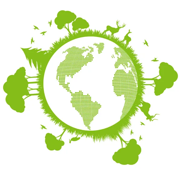 Écologie verte et propre globe terrestre concept vectoriel fond — Image vectorielle