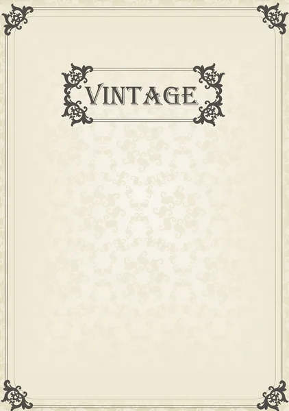 Vintage vektor díszítő keret-könyv borító vagy kártyát háttér — Stock Vector