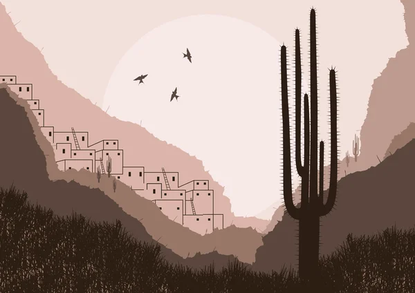 Illustrazione fogliame selvatico messicano paese — Vettoriale Stock