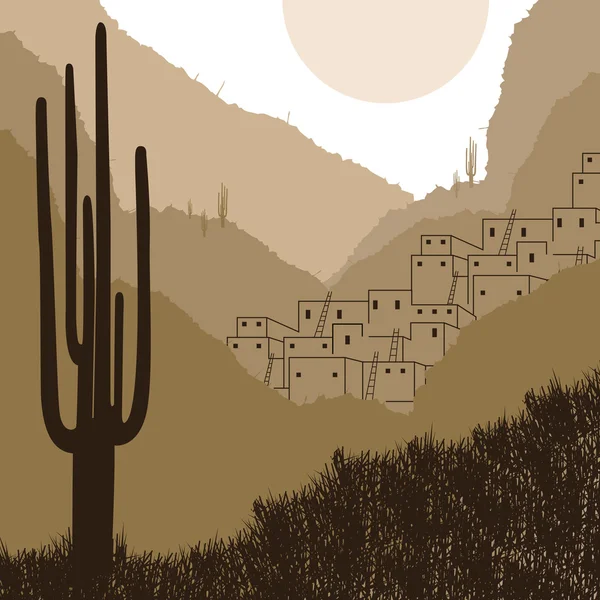 Wild Mexicaanse land gebladerte illustratie — Stockvector