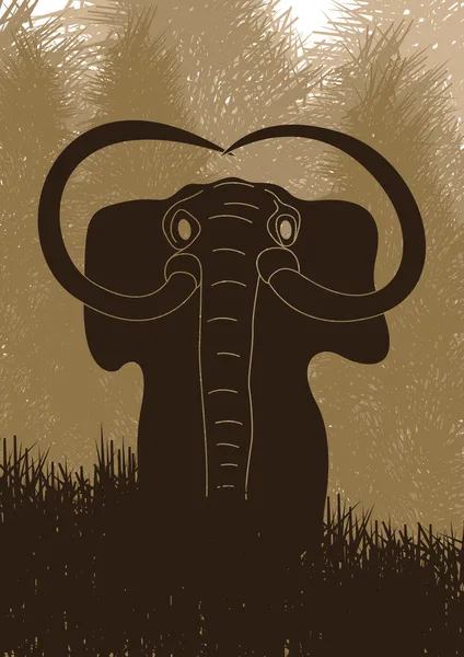 Animerade mammut i vilda skogen — Stock vektor