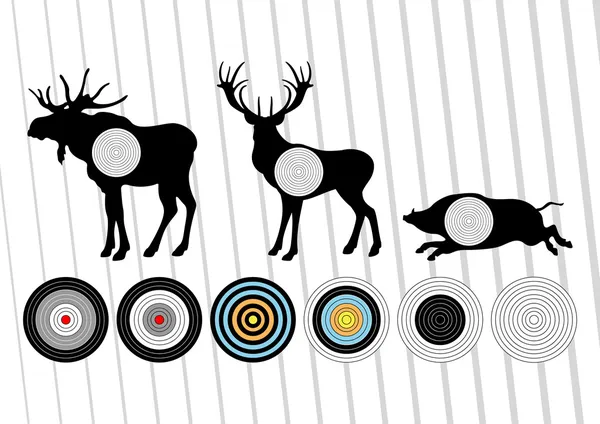 Gamma di tiro animato obiettivi di caccia set illustrazione — Vettoriale Stock