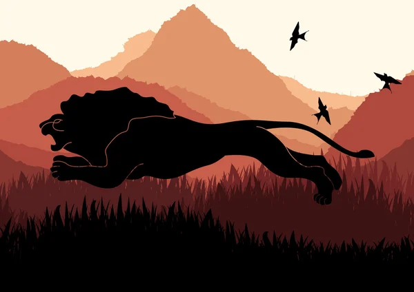 Lion en Afrique vecteur — Image vectorielle