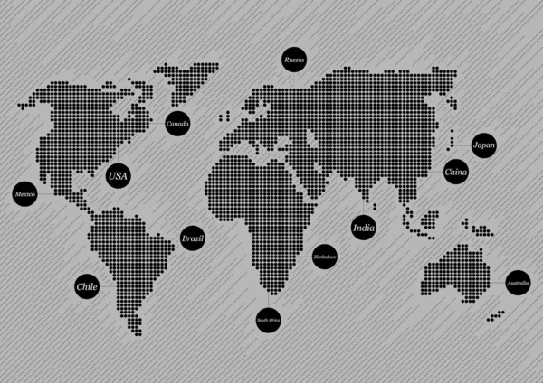 Šedá mapa světa s abstraktní pozadí země — Stockový vektor