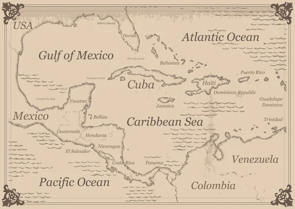 Ilustración de un mapa vintage a la antigua usanza — Vector de stock