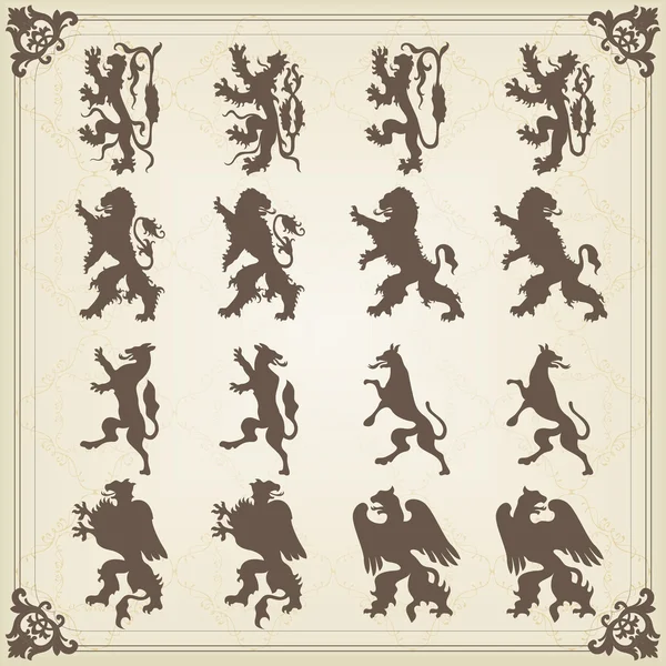 Aves reales vintage escudo de armas ilustración — Archivo Imágenes Vectoriales