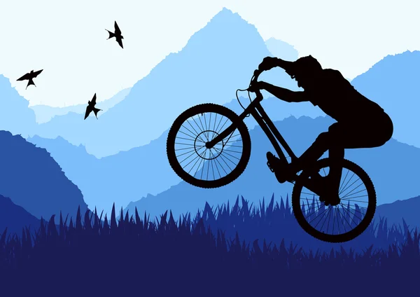 Cute professional trial mountain bike illustration — Stock Vector