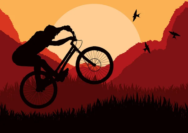 귀여운 전문 재판 산악 자전거 그림 — 스톡 벡터