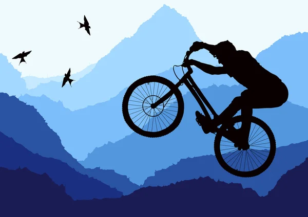 Şirin profesyonel duruşma dağ bisikleti illüstrasyon — Stok Vektör