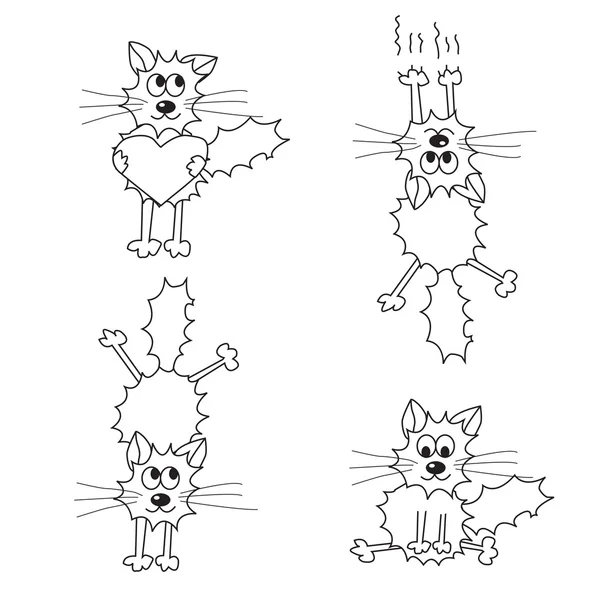 Aranyos animált doodle macskák illusztráció — Stock Vector