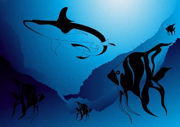 魚海サメの狩猟 — ストックベクタ