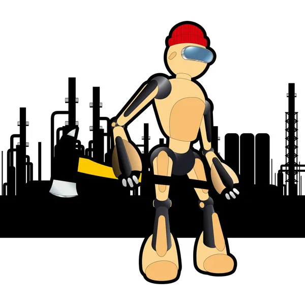 Animé chantier de construction robot pompier illustration vecteur — Image vectorielle