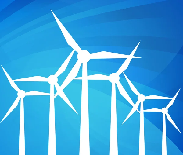 Energia eólica vetor de energia verde alternativo com fundo azul transparente — Vetor de Stock