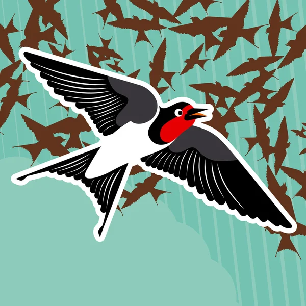Vliegende swallow zwerm vector achtergrond — Stockvector