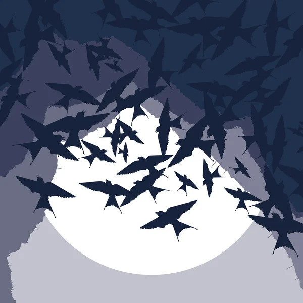 Fliegende Schwalben Schwarmvektor Hintergrund — Stockvektor