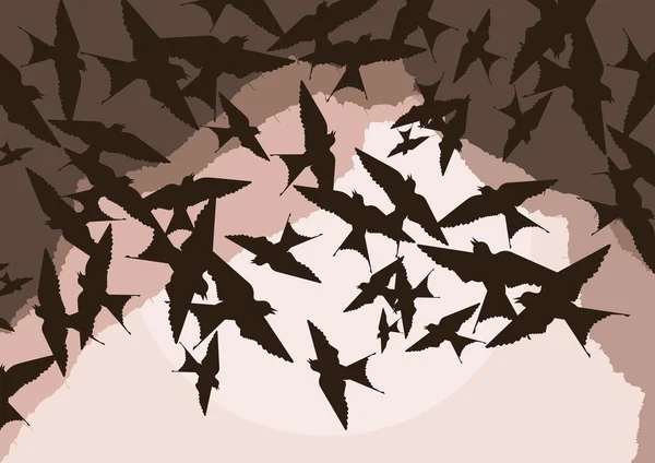 飛行ツバメの群れのベクトルの背景 — ストックベクタ